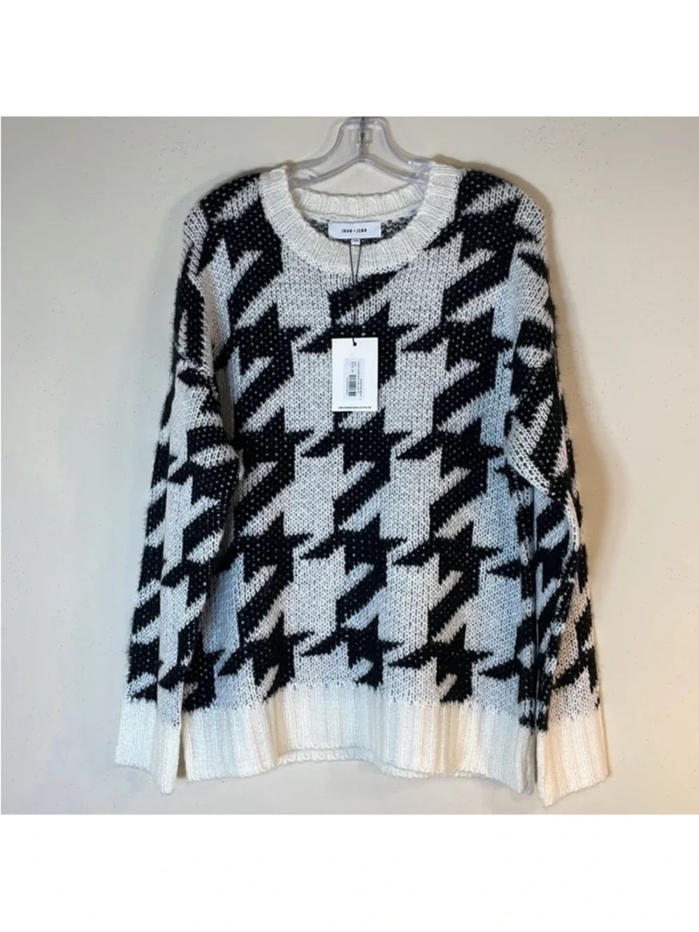 JOHN + JENN Rickey Houndstooth Crew Neck Sweater. Large. NWT. $135! - Picture 2 of 8